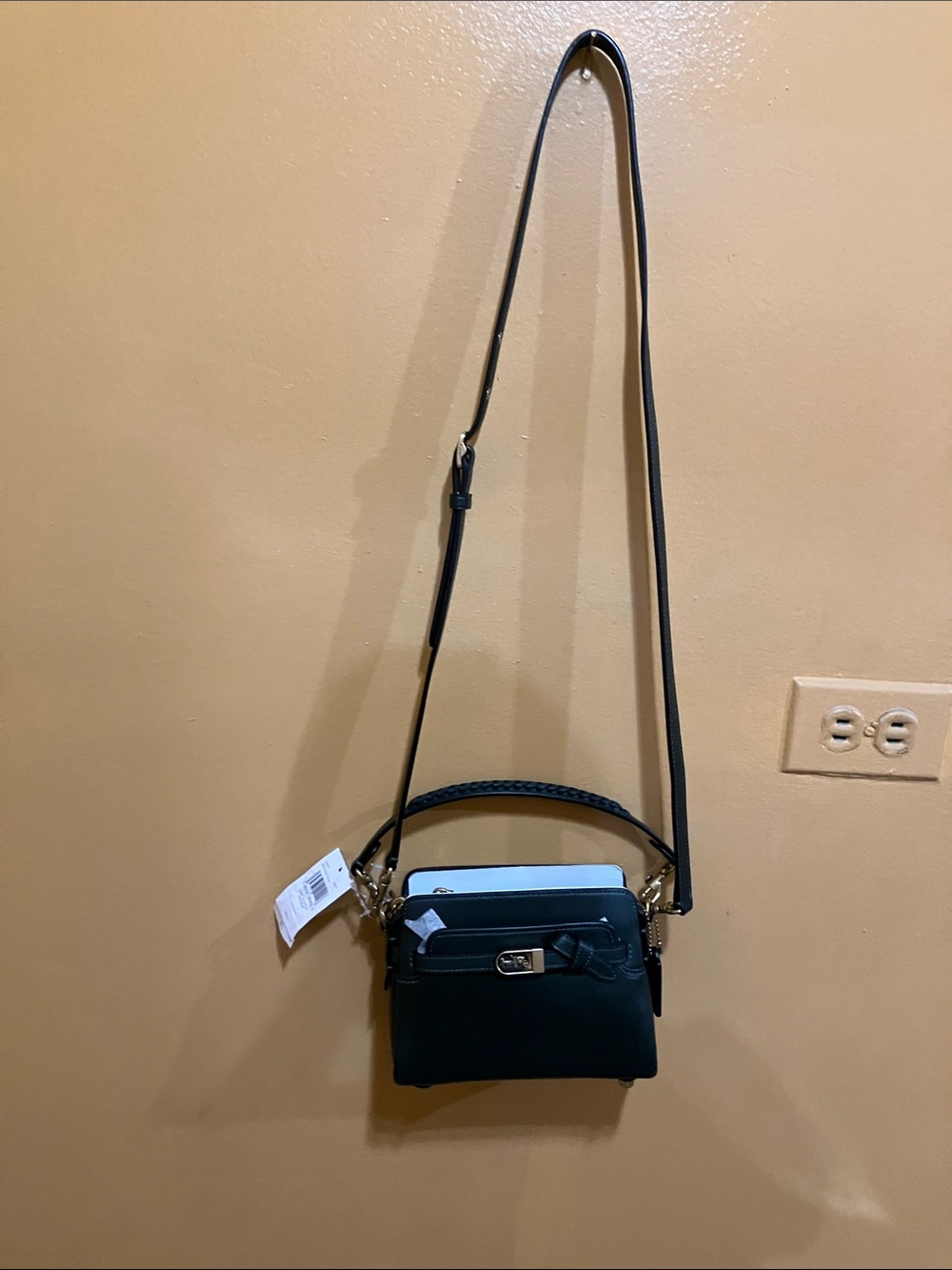 Coach Amazon Green leather Crossbody Bag with gold Accent